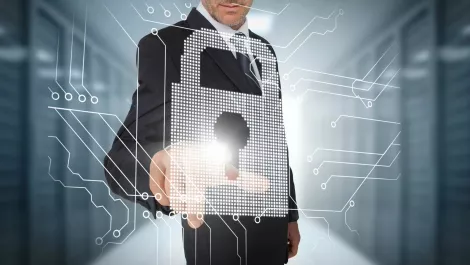 Man choosing padlock