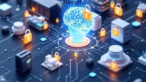 Interconnected industrial devices digital security locks ai brain iot edge
