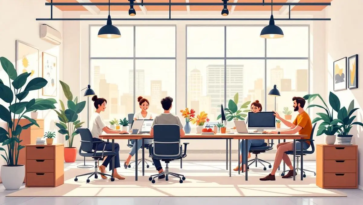 Cheerful australian office employees collaborating modern workspace sunlight