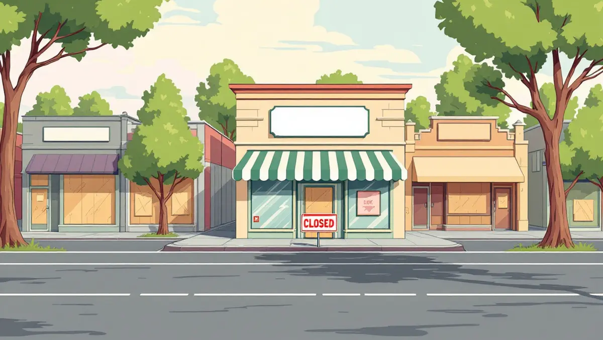 Closed small shop australian suburban empty streets boarded stores eucalyptus