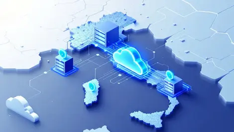 Server racks secure digital lines map italy cloud storage infrastructure