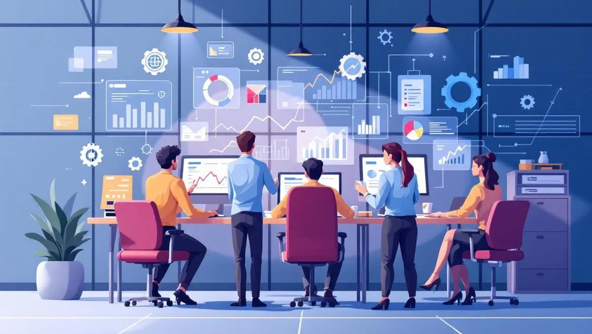 Australian finance professionals office digital graphs charts automation