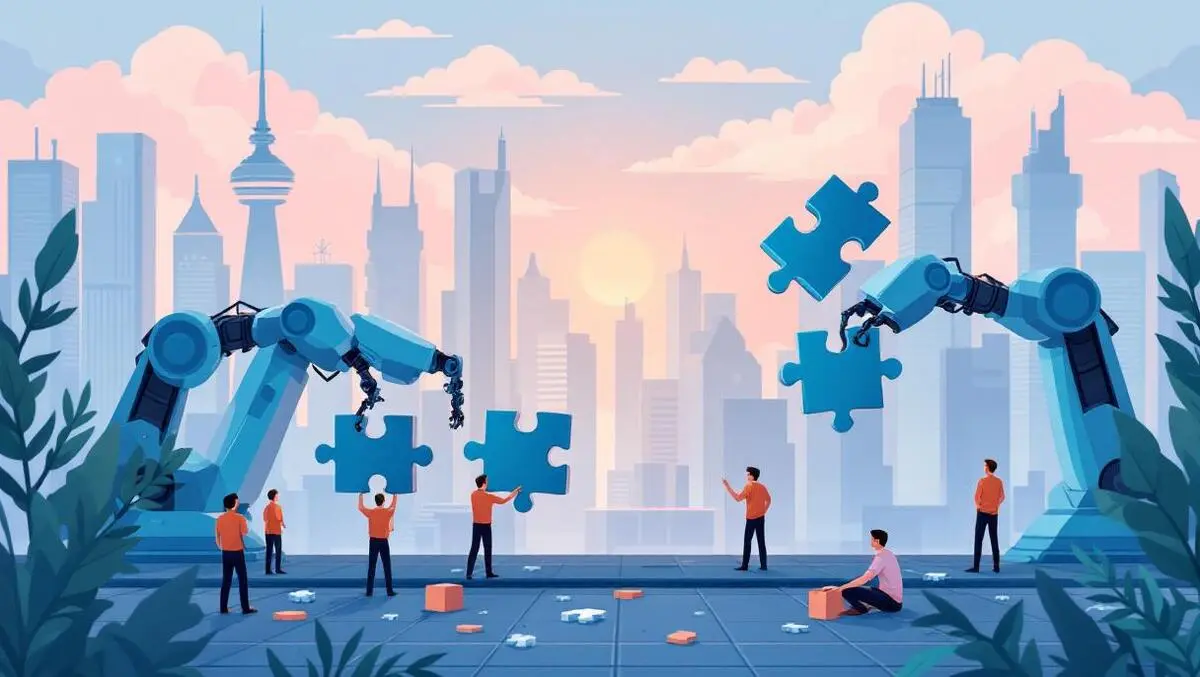 Modern australian city robotic arms assembling puzzle ai projects stalled progress skill shortages