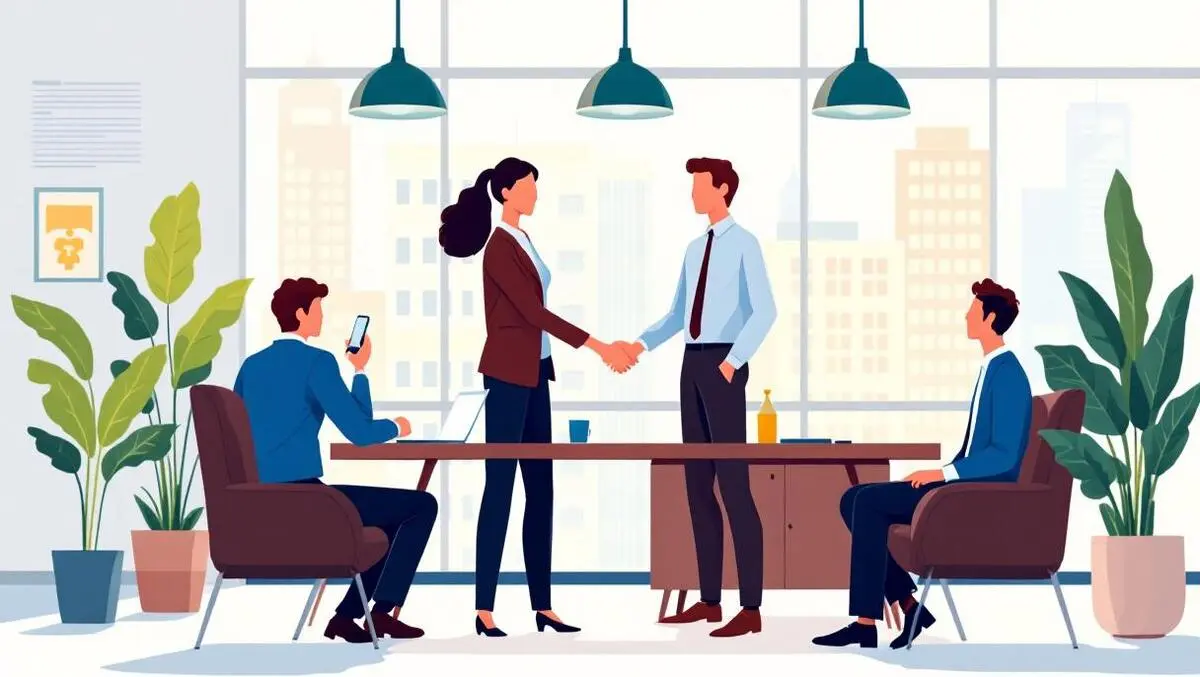 Professional workspace business people shaking hands finance experts australian office