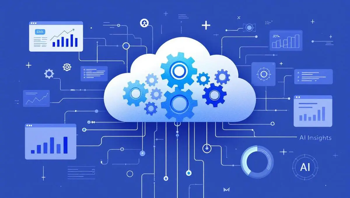 Cloud management automation gears graphs data visualizations cost optimization ai insights