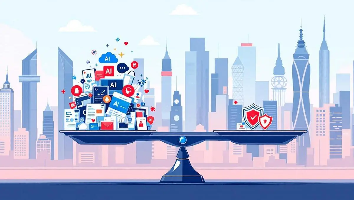 Balance scale ai icons clouds versus documents security asiancity skyline