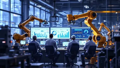 American factory ai robotic arms cloud erp dashboards production