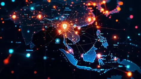 Asia pacific glowing tech network ai cybersecurity connectivity