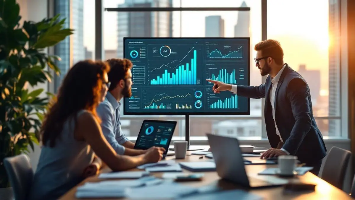 Modern australian office accountants ai analytics dashboard meeting