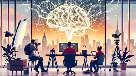 Hybrid ai creative studio brain network photography design cgi