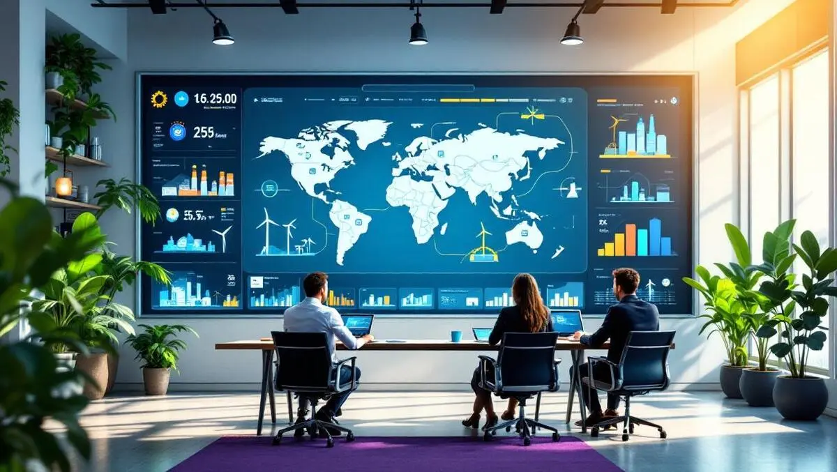 Corporate control room global energy dashboard carbon emissions