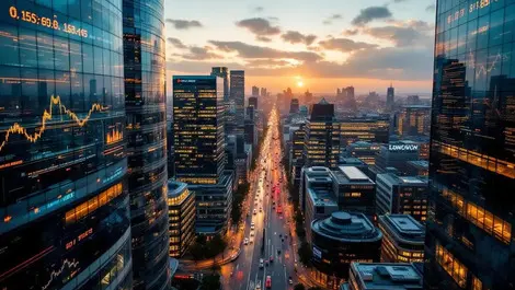 London financial district sunrise glass towers fintech tech jobs