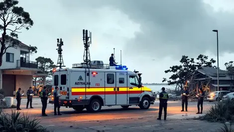 Nsw emergency vehicle with rugged antennas disaster scene tech