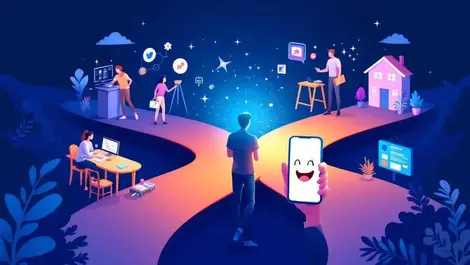 Ai career coach guiding person at crossroads multiple paths