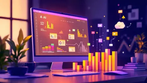 Ai data preparation business intelligence dashboard office illustration