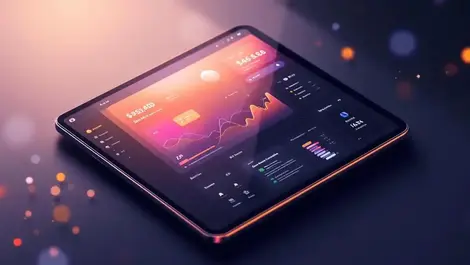 Clean fintech banking dashboard tablet modular omnichannel api links
